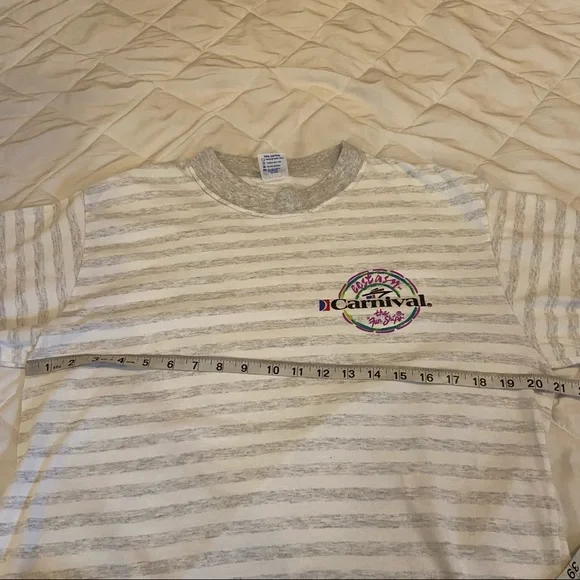 Vintage Single Stitch Gray Striped Carnival Cruise Ships T-shirt Tee Shirt - Picture 10 of 11